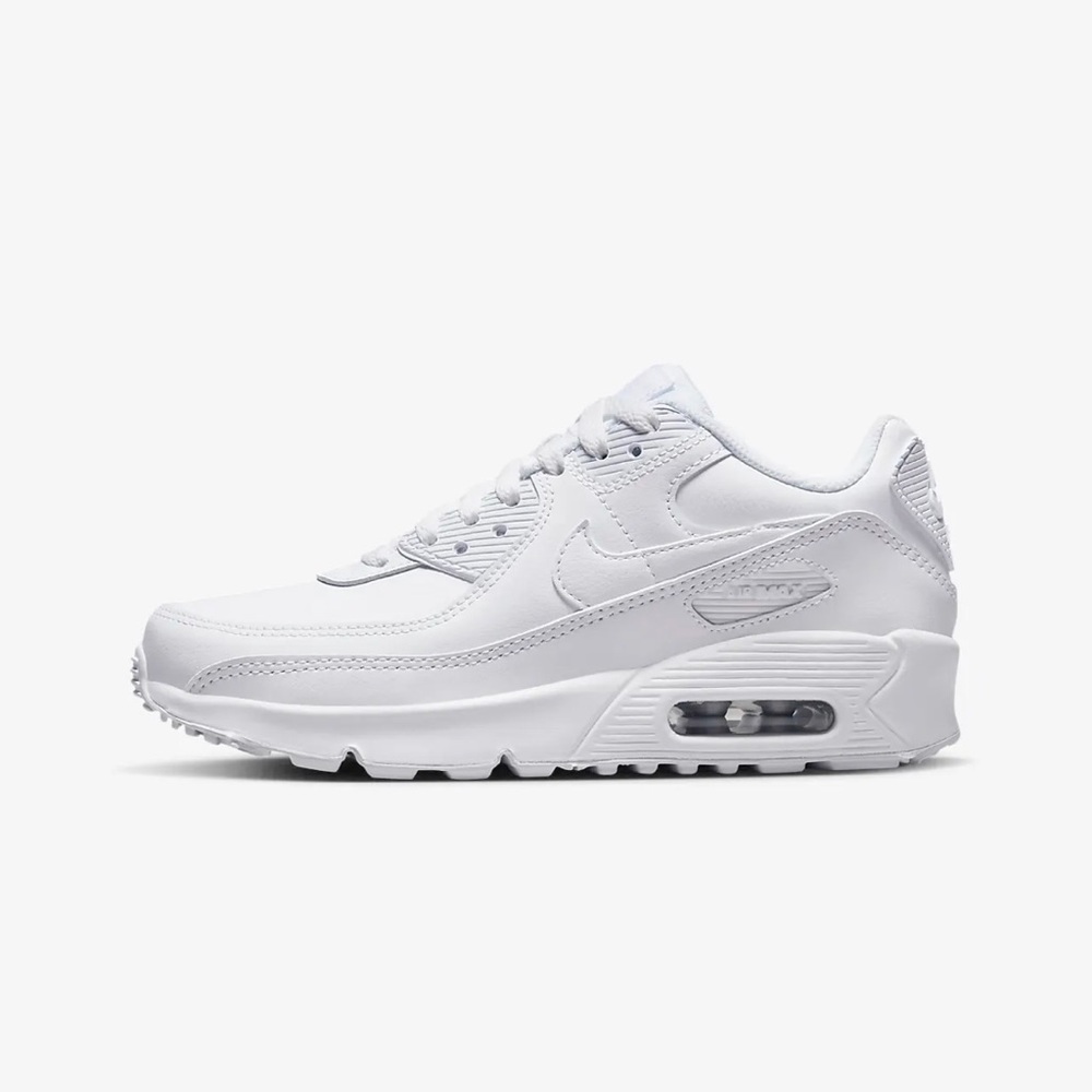 Nike Air Max 90 LTR Big Kids (Boys) Size 4.5 Y White Metallic Silver